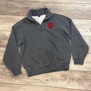 Sport-Tek IU Gray Quarter-Zip Sweatshirt Unisex Small GUC Indiana Hoosiers NCAA